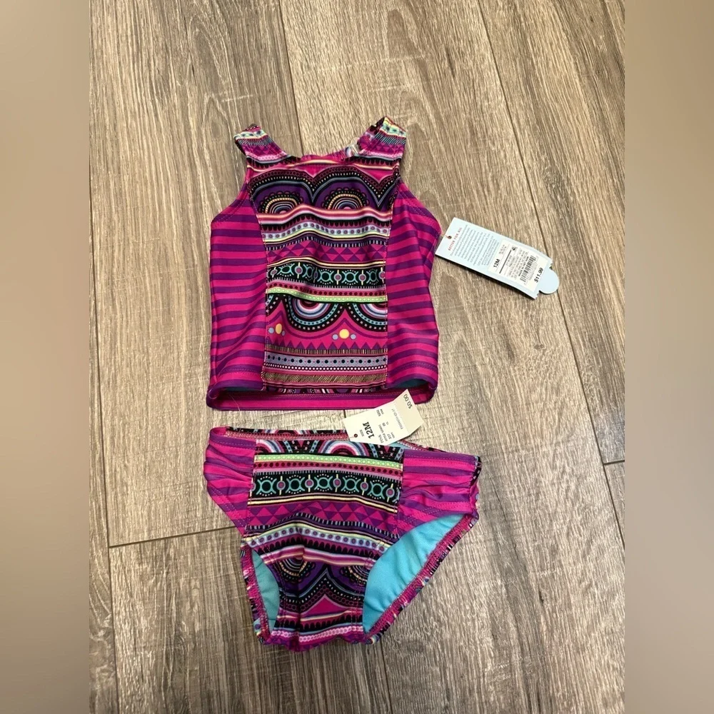 Cat & Jack Baby Girl Purple Tribal Print 2 Pc Swim Suit 12 Months NWT
